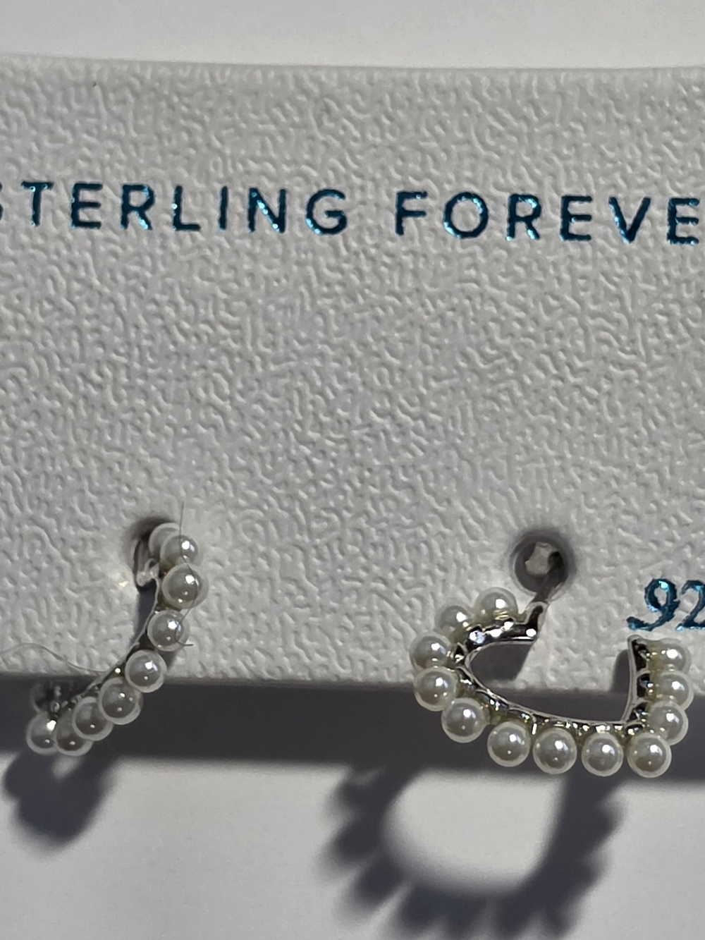 Sterling Forever Pearl Hoop Earrings - White Pearls - Picture 7 of 8